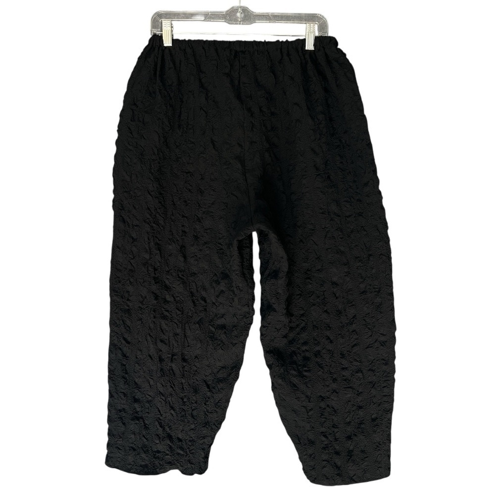 COURTNEY WASHINGTON Cropped Pucker Pants Crinkle Gauze Elastic Stretch Black XL - Picture 2 of 13